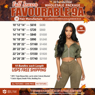 BUW Wholesale Package Deal Favourable 9A - 30 Bundles Deal (100g/Per Bundle)