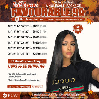 BUW Wholesale Package Deal Favourable 9A - 50 Bundles Deal (100g/Per Bundle)