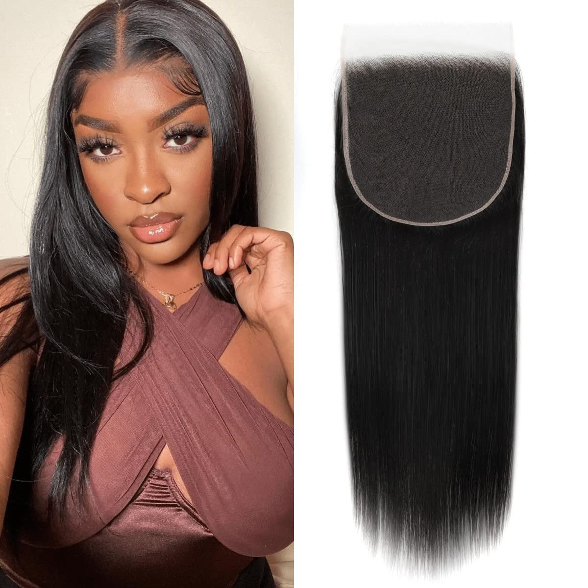 6x6 HD Lace Closure 100% Human Hair Natural Straight 12''-20'' Natural Appearance & Free Part & Reduced Scalp Pressure Local Pickup & Shipping